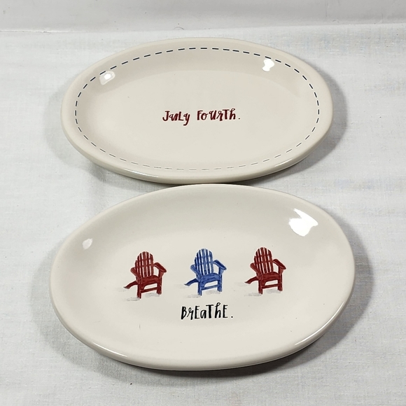 Rae Dunn Other - NEW RAE DUNN JULY FOURTH / BREATHE SNACK PLATE  ARTISAN COLLECTION BY MAGENTA